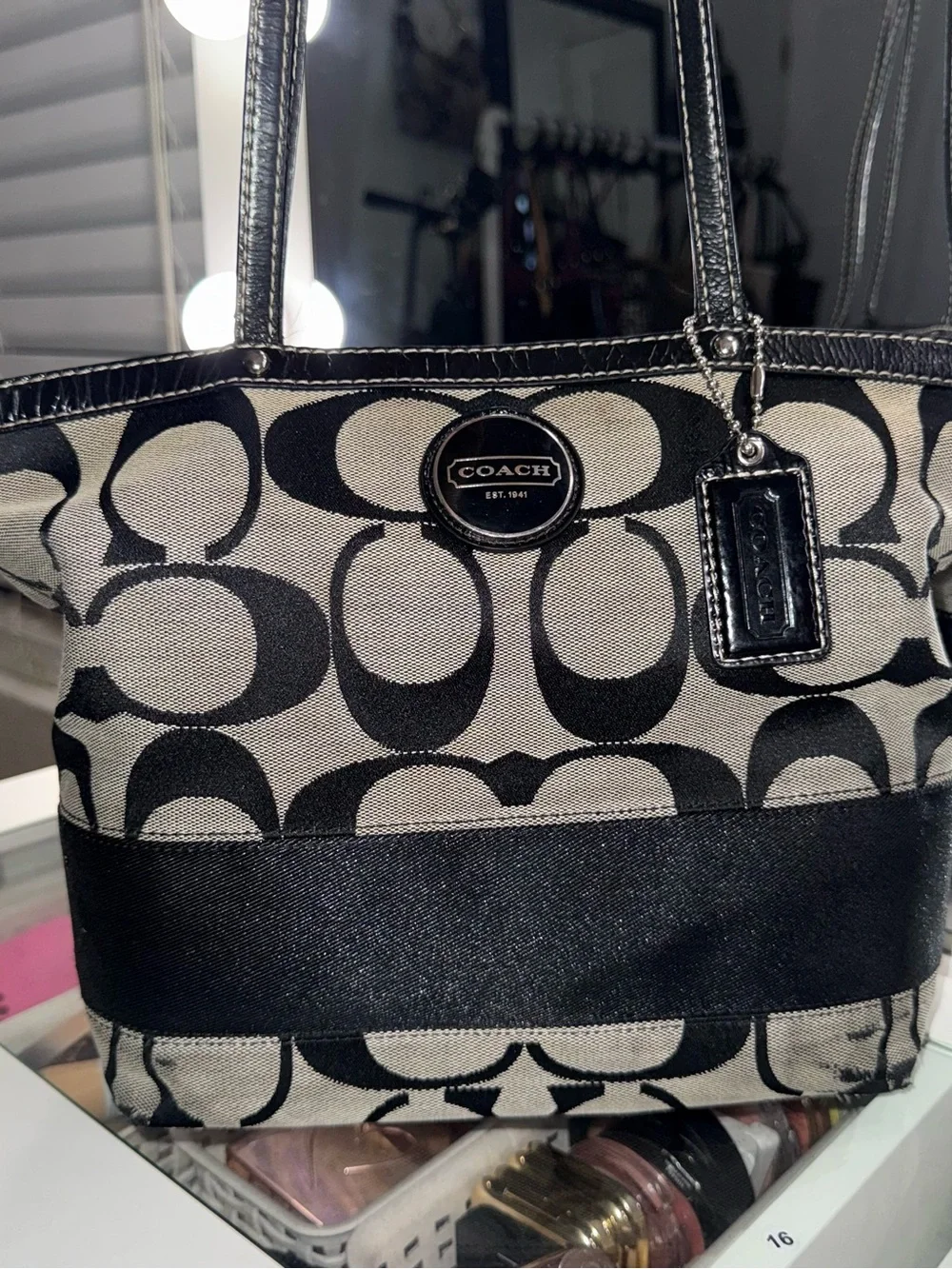 Vintage Coach Signature Stripe Tote Bag✨🖤